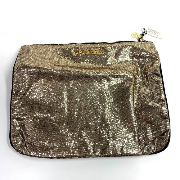 Victoria's Secret Shimmering Sequin Fold Over Evening Bag Disco Retro Gold NWT - Picture 9 of 10